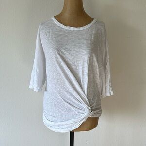 Pharaoh Collection 2 white cotton t shirt with gathered twist waist and elastic